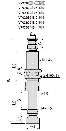 Long Stroke Sponge Type VPC One-Touch Fitting with Cover 