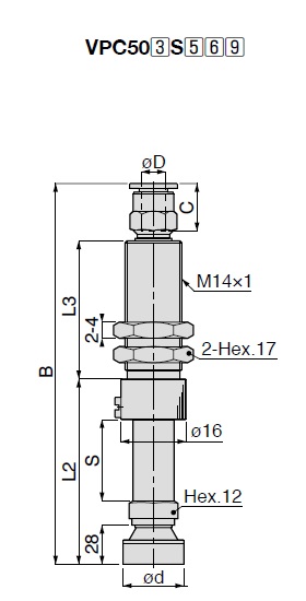 Long Stroke Sponge Type VPC One-Touch Fitting with Cover 