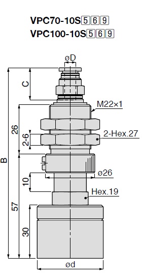 Long Stroke Sponge Type VPC One-Touch Fitting with Cover 