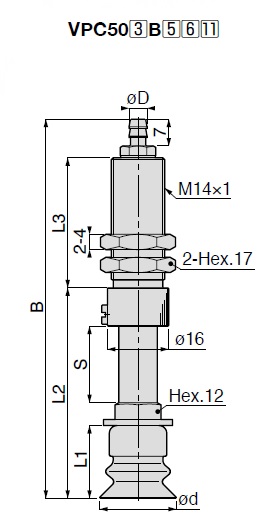 Long Stroke Bellows Type VPC Barb Fitting Type with Cover 