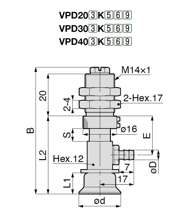 Long Stroke, Slipping Type, VPD, Barb Fitting Type, with Cover 