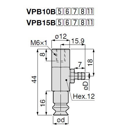 Vacuum Pad, Bellows Type, VPB, Barb Fitting Type 