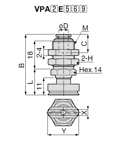 Vacuum Pad Oval Type VPA One Touch Fitting Type 