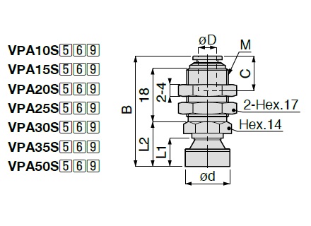 Vacuum Pad, Sponge Type, VPA, One Touch Fitting Type 