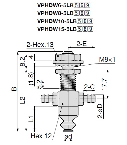 Vacuum Pad Soft Bellows Type VPHDW Barb Fitting Type 
