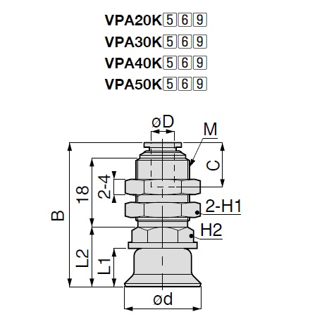 Vacuum Pad Nonskid VPA One-Touch Fitting Type 