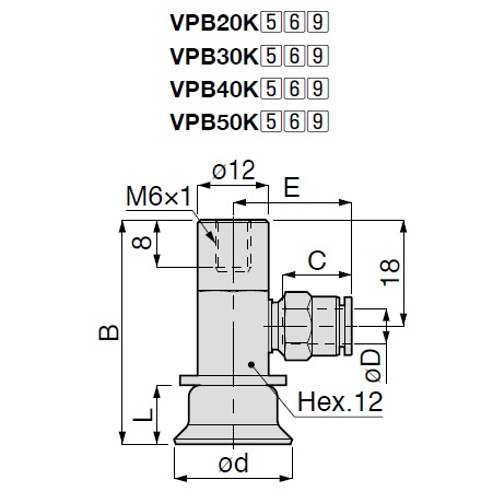 Vacuum Pad - Nonskid Type - VPB One Touch Fitting Type 