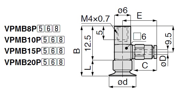 Vacuum Pad - Thin Small Type - VPMB - One Touch Fitting Type 