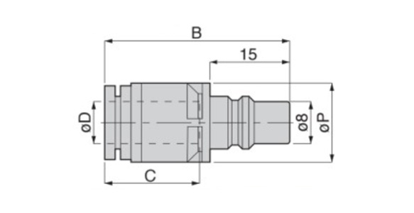 15 series plug, one-touch coupling, straight: dimensional drawing