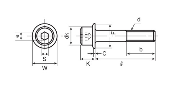 Dimensional drawing of flange socket