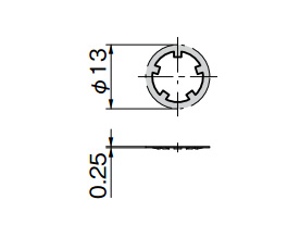 CP-536-2/3 retaining ring dimensional drawing (mm)