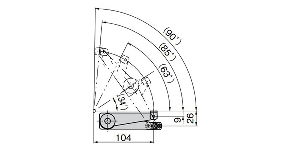 B-1570N reference operation example *Pivot point A cover opening pivot point; the angle differs depending on this pivot point.
