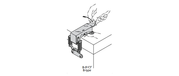 Application example 2 types, a balanced mounting type (A) and a right-angled mounting type (B).