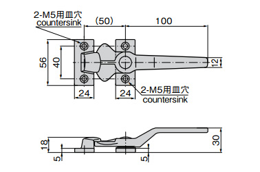 FA-1110-3 dimensional drawing (countersink for 2/M5)