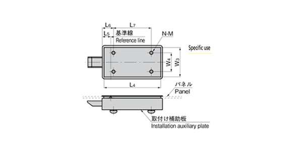 Flush Latch Lock dimensional drawing B (mounting support plate)