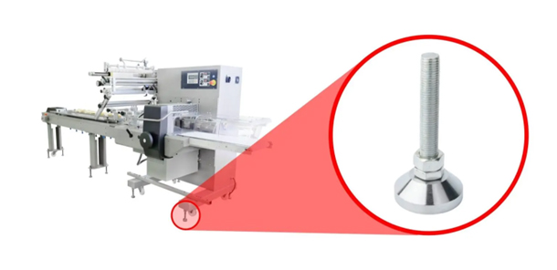 Example of using adjustable legs in machinery in a production line