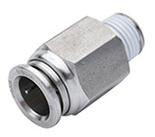 Stainless Steel, Straight, Male Connector, Hex Flat